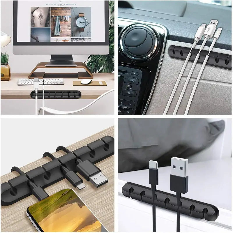 Adhesive Desktop Cable Organizer and Data Holder