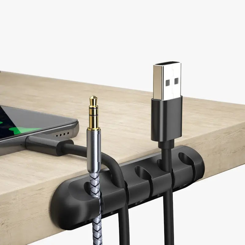 Adhesive Desktop Cable Organizer and Data Holder
