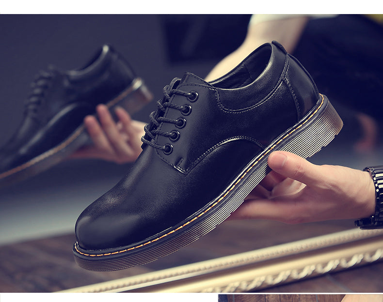 Round Toe Leather Shoes, Men's Casual Martin Boots